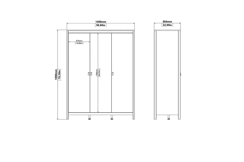 Vallvidera Garderob 58x150 cm - Svart - Förvaring - Klädförvaring - Garderob & garderobssystem