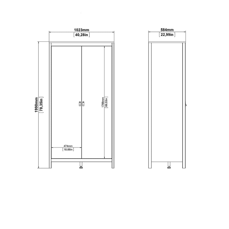 Vallvidera Garderob med 2 dörrar 102x199 cm - Förvaring - Klädförvaring - Garderob & garderobssystem - Klädskåp & fristående garderob