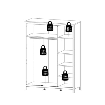 Vallvidera Garderob med 3 dörrar 150x199 cm - Förvaring - Klädförvaring - Garderob & garderobssystem - Klädskåp & fristående garderob