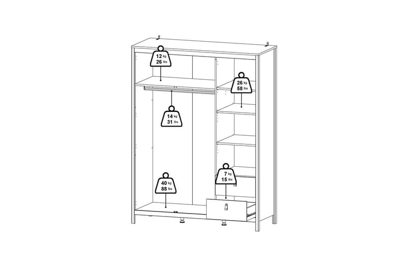 Vallvidera Garderob med Spegel 150x199 cm - Beige - Förvaring - Klädförvaring - Garderob & garderobssystem