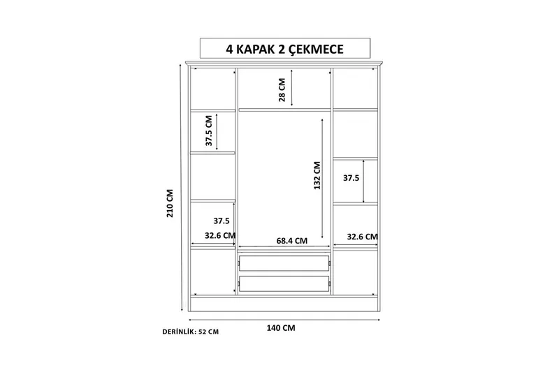 Varin Garderob 140x210 cm - Matt Vit - Förvaring - Klädförvaring - Garderob & garderobssystem