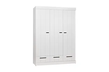 Varius Garderob 140 cm 3 Dörrar 3 Lådor - Vit Tall - Förvaring - Klädförvaring - Garderob & garderobssystem