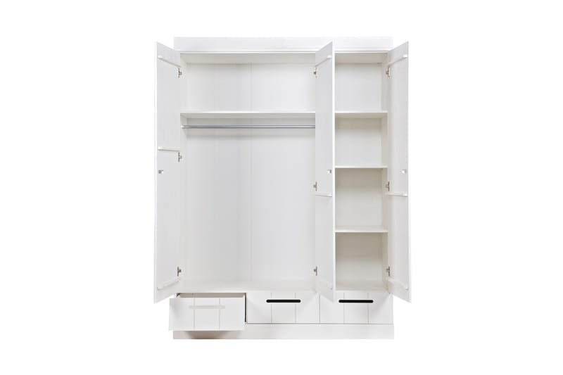 Varius Garderob 140 cm 3 Dörrar 3 Lådor - Vit Tall - Förvaring - Klädförvaring - Garderob & garderobssystem