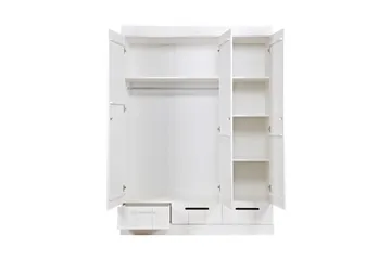Varius Garderob 140 cm 3 Dörrar 3 Lådor - Vit Tall - Förvaring - Klädförvaring - Garderob & garderobssystem
