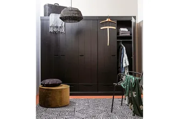 Varius Garderob 140x53 cm 3 Dörrer - Furu/Svart - Förvaring - Klädförvaring - Garderob & garderobssystem