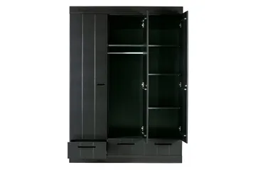 Varius Garderob 140x53 cm 3 Dörrer - Furu/Svart - Förvaring - Klädförvaring - Garderob & garderobssystem