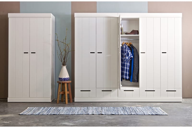 Varius Garderob 195 cm 2 Dörrar 2 Lådor - Vit Tall - Förvaring - Klädförvaring - Garderob & garderobssystem