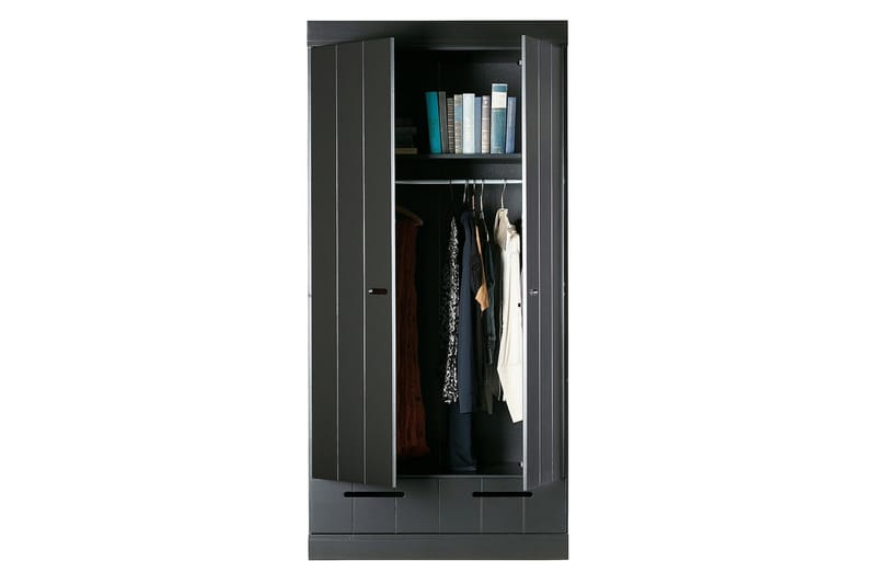 Varius Garderob 94x53 cm 2 Dörrar - Furu/Svart - Förvaring - Klädförvaring - Garderob & garderobssystem