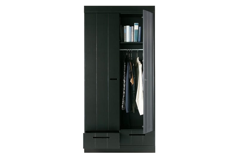 Varius Garderob 94x53 cm 2 Dörrar - Furu/Svart - Förvaring - Klädförvaring - Garderob & garderobssystem