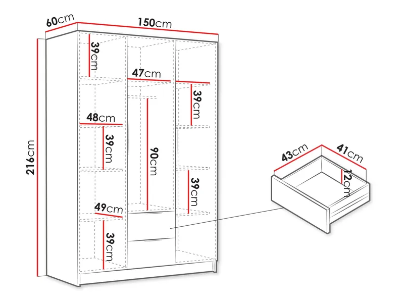 Varros Garderob 150x216 cm - Svart - Förvaring - Klädförvaring - Garderob & garderobssystem