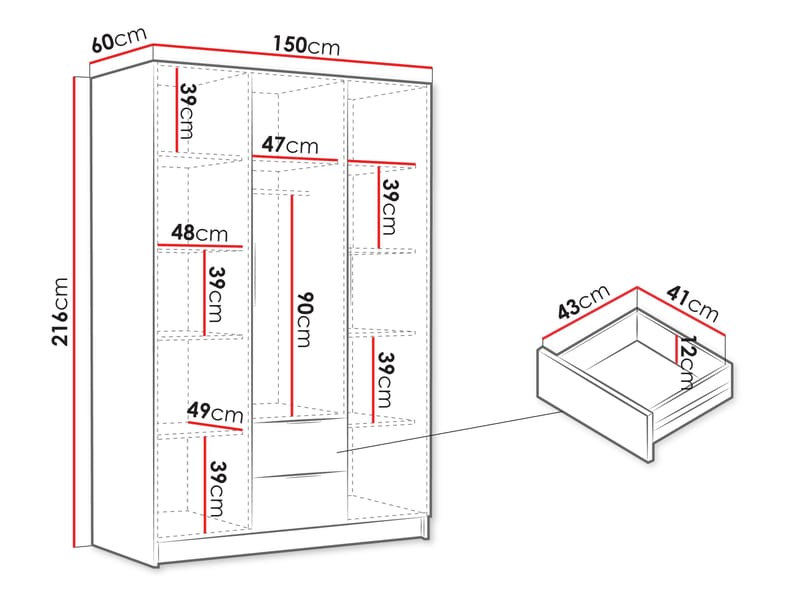 Varros Garderob 150x216 cm - Svart - Förvaring - Klädförvaring - Garderob & garderobssystem