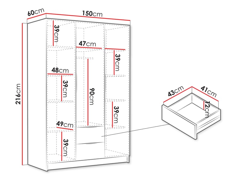 Varros Garderob 150x216 cm - Vit - Förvaring - Klädförvaring - Garderob & garderobssystem
