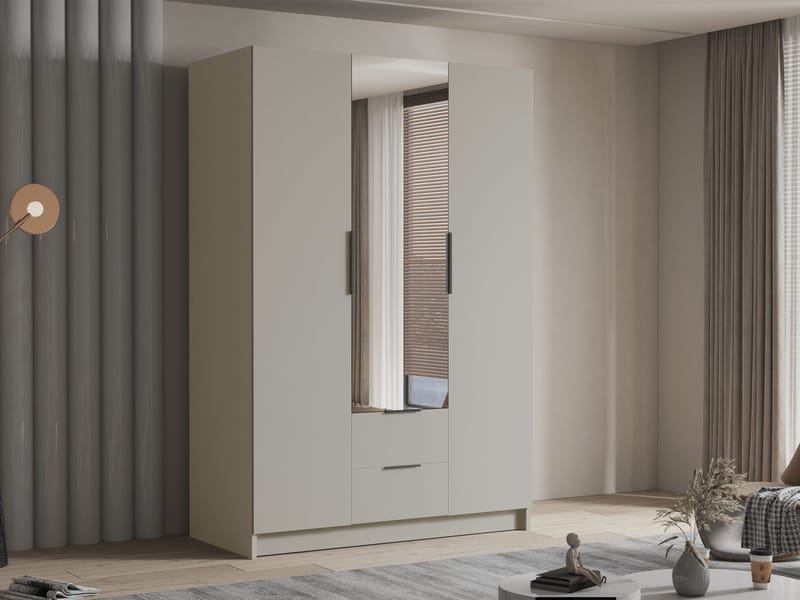 Varros Garderob med Spegel 150x216 cm - Beige - Förvaring - Klädförvaring - Garderob & garderobssystem