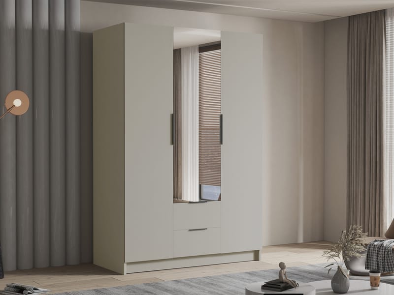 Varros Garderob med Spegel 150x216 cm - Beige - Förvaring - Klädförvaring - Garderob & garderobssystem