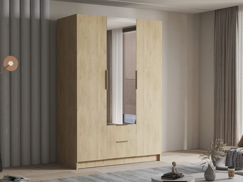 Varros Garderob med Spegel 150x216 cm - Brun - Förvaring - Klädförvaring - Garderob & garderobssystem