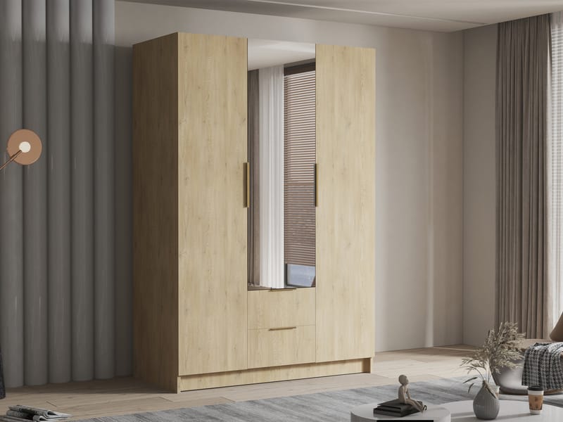 Varros Garderob med Spegel 150x216 cm - Brun - Förvaring - Klädförvaring - Garderob & garderobssystem