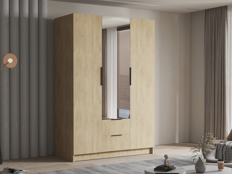 Varros Garderob med Spegel 150x216 cm - Brun - Förvaring - Klädförvaring - Garderob & garderobssystem