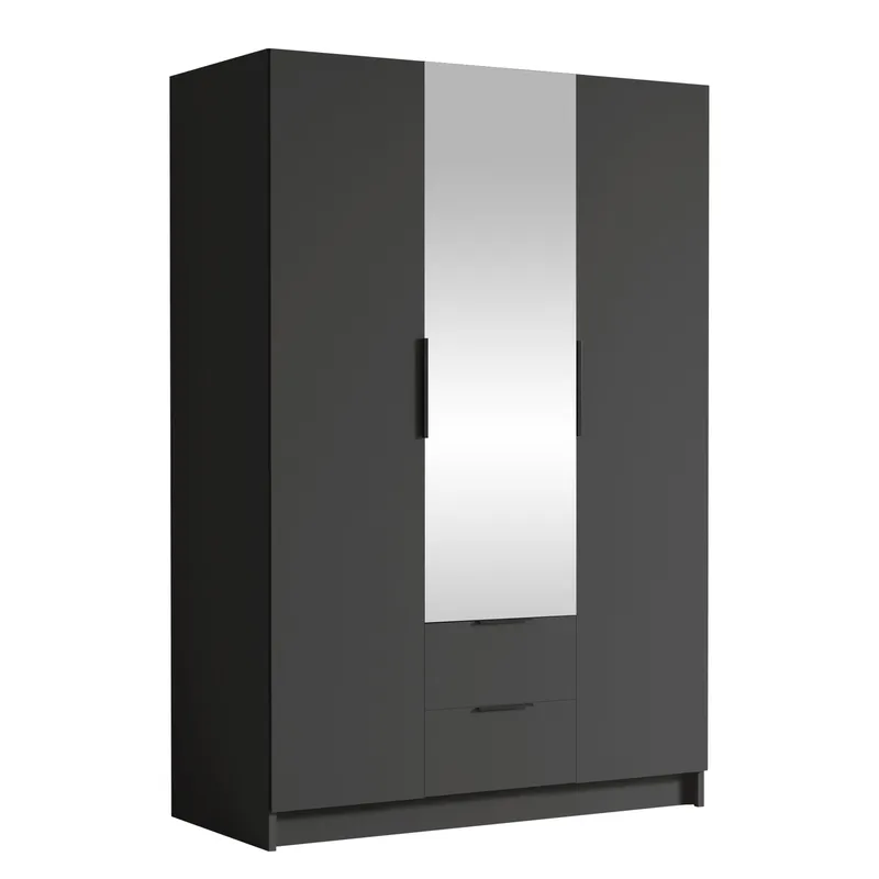 Varros Garderob med Spegel 150x216 cm - Svart - Förvaring - Klädförvaring - Garderob & garderobssystem