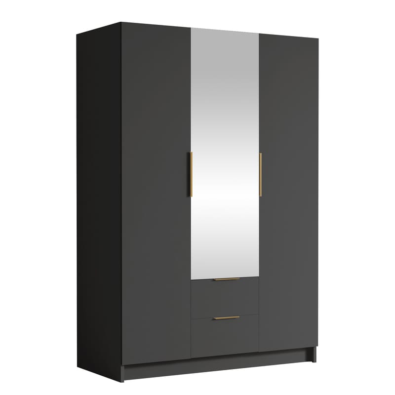 Varros Garderob med Spegel 150x216 cm - Svart - Förvaring - Klädförvaring - Garderob & garderobssystem