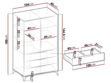 Vemdalen Garderob 104x180 cm - brun - Förvaring - Klädförvaring - Garderob & garderobssystem - Klädskåp & fristående garderob