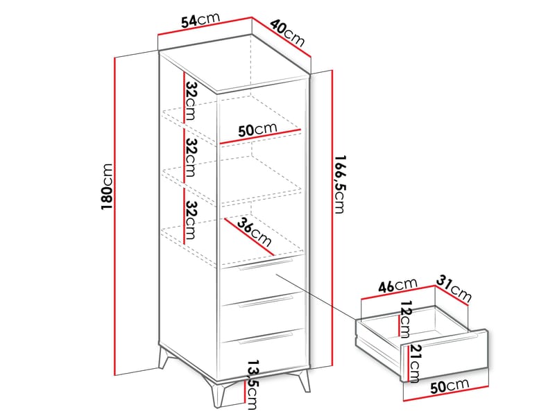 Vemdalen Garderob 54x180 cm - brun - Förvaring - Klädförvaring - Garderob & garderobssystem - Klädskåp & fristående garderob