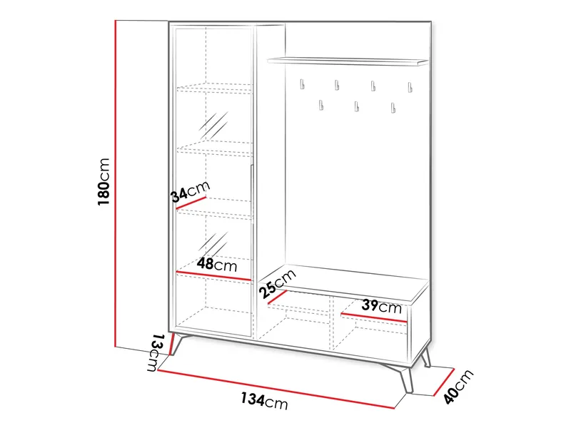 Vemdalen Hallmöbelset 180 cm - Förvaring - Klädförvaring - Garderob & garderobssystem