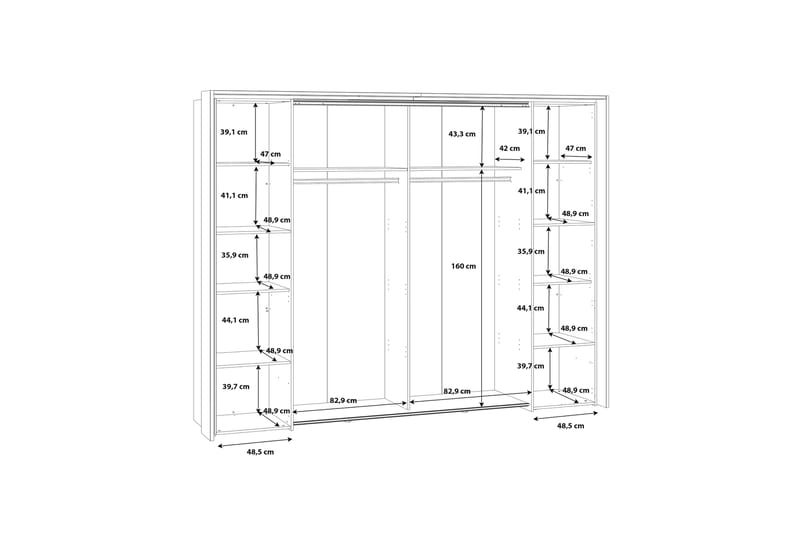 Vergina Garderob 62x280 cm - Brun/Svart - Förvaring - Klädförvaring - Garderob & garderobssystem