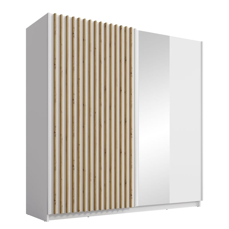 Veylan Garderob med spegel 201x199 cm - vit - Förvaring - Klädförvaring - Garderob & garderobssystem