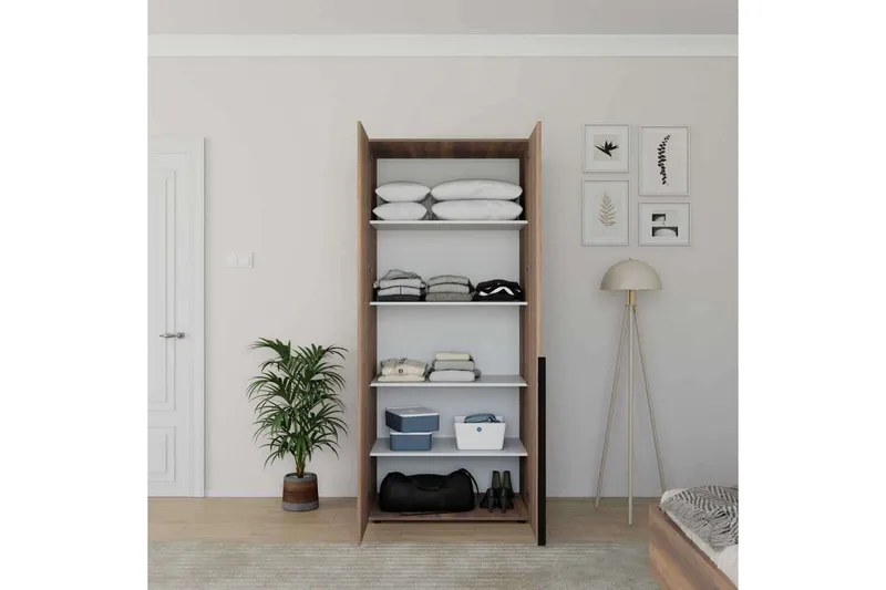 Vornic Garderob 90x210 cm - Valnöt - Förvaring - Klädförvaring - Garderob & garderobssystem