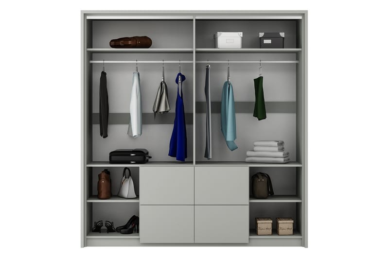 Wedena Garderob 208 cm - Grå - Garderob & garderobssystem - Klädskåp & fristående garderob