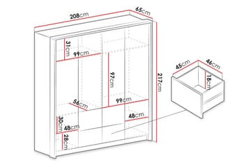 Wedena Garderob 208 cm - Grå - Förvaring - Klädförvaring - Garderob & garderobssystem