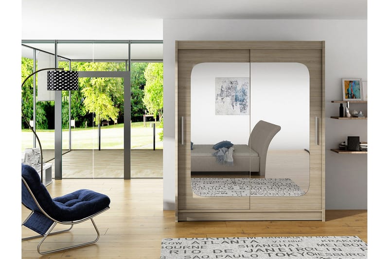 West Garderob 150x58x200 cm LED-belysning - Beige - Förvaring - Klädförvaring - Garderob & garderobssystem