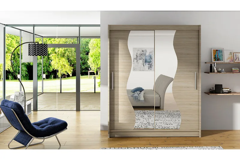 West Garderob 150x58x200 cm LED-belysning - Beige - Förvaring - Klädförvaring - Garderob & garderobssystem