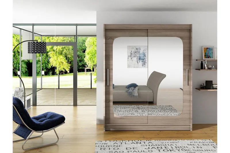 West Garderob 150x58x200 cm LED-belysning - Beige - Förvaring - Klädförvaring - Garderob & garderobssystem