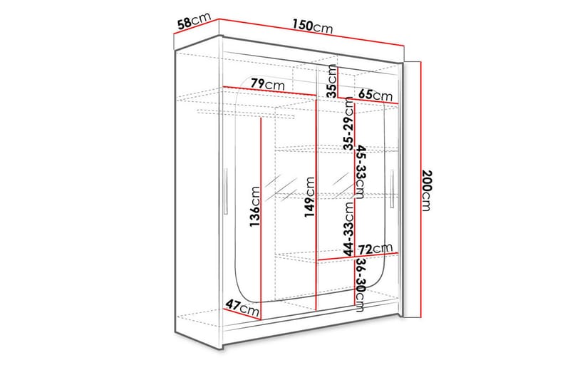 West Garderob 150x58x200 cm LED-belysning - Beige - Förvaring - Klädförvaring - Garderob & garderobssystem