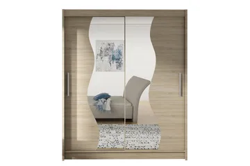 West Garderob 150x58x200 cm LED-belysning - Beige - Förvaring - Klädförvaring - Garderob & garderobssystem