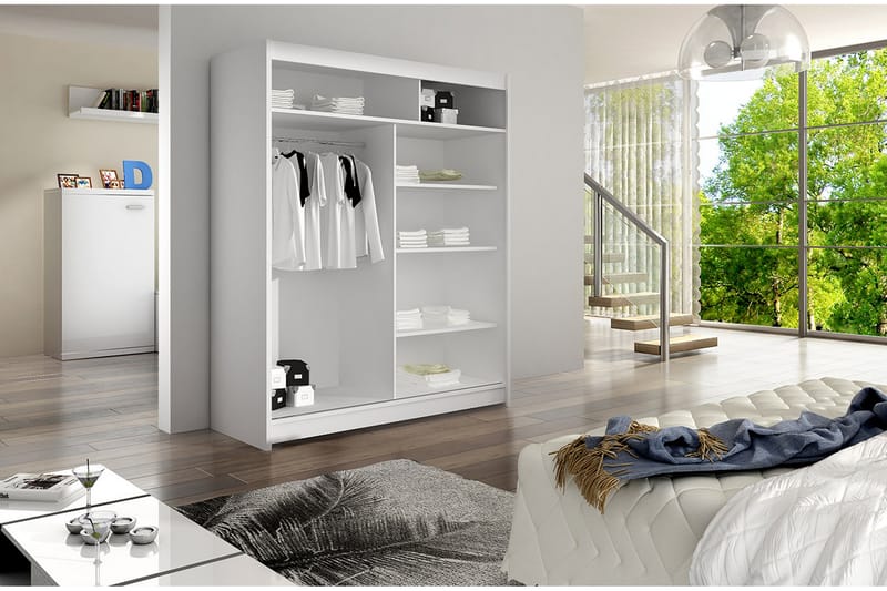 West Garderob 150x58x200 cm LED-belysning - Beige - Förvaring - Klädförvaring - Garderob & garderobssystem