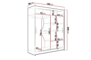 West Garderob 150x58x200 cm LED-belysning - Beige - Förvaring - Klädförvaring - Garderob & garderobssystem