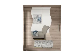 West Garderob 150x58x200 cm LED-belysning - Beige - Förvaring - Klädförvaring - Garderob & garderobssystem