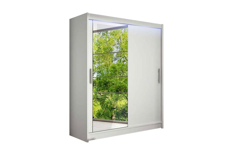 Westa Garderob 150 cm i Trä med Glasdörr, Vit