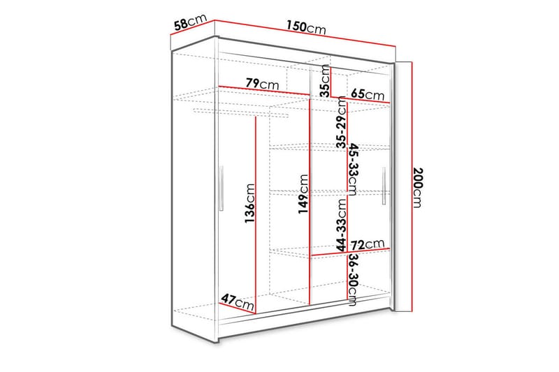 Westa Garderob 150x58x200 cm - Beige - Förvaring - Klädförvaring - Garderob & garderobssystem - Klädskåp & fristående garderob