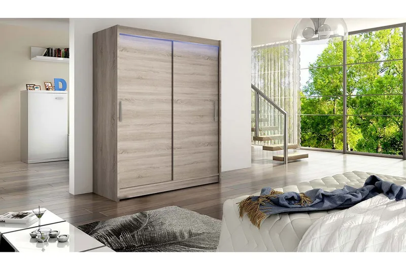 Westa Garderob 150x58x200 cm - Beige - Förvaring - Klädförvaring - Garderob & garderobssystem - Klädskåp & fristående garderob