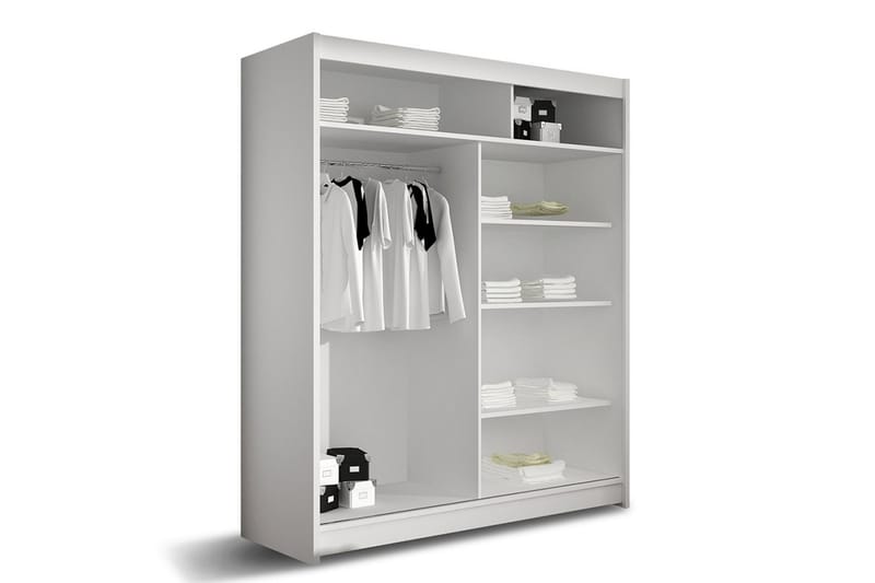 Westa Garderob 150x58x200 cm LED-belysning - Beige/Grå - Garderob & garderobssystem - Klädskåp & fristående garderob