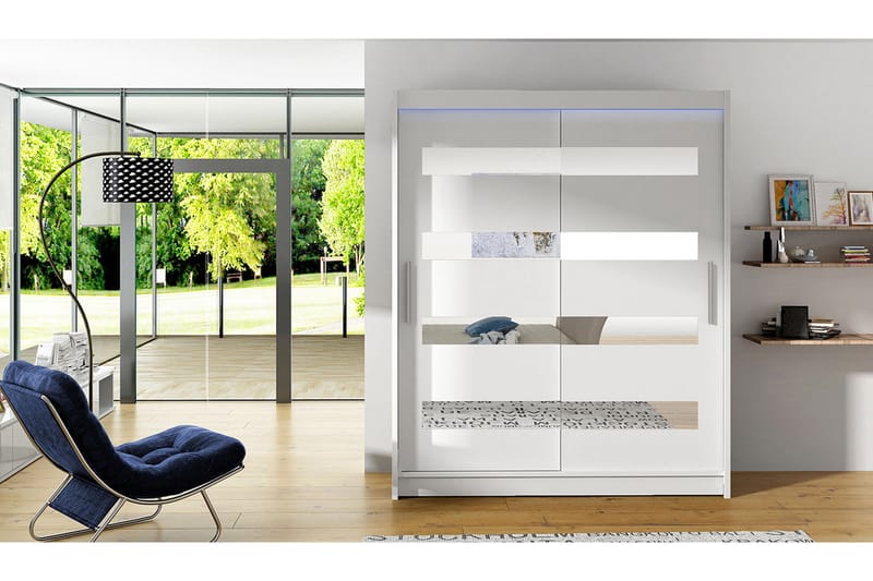 Westa Garderob 150x58x200 cm LED-belysning - Vit - Förvaring - Klädförvaring - Garderob & garderobssystem