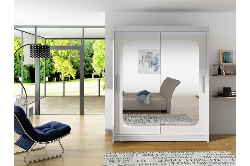 Westa Garderob 150x58x200 cm LED-belysning - Vit - Förvaring - Klädförvaring - Garderob & garderobssystem