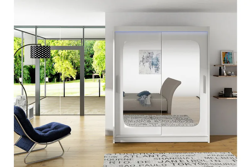 Westa Garderob 150x58x200 cm LED-belysning - Vit - Förvaring - Klädförvaring - Garderob & garderobssystem - Klädskåp & fristående garderob