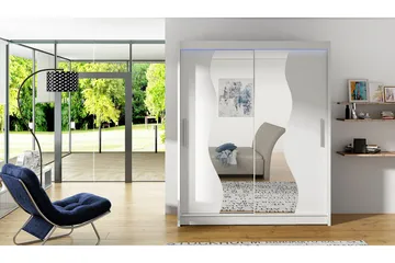 Westa Garderob 150x58x200 cm med LED - Vit - Förvaring - Klädförvaring - Garderob & garderobssystem