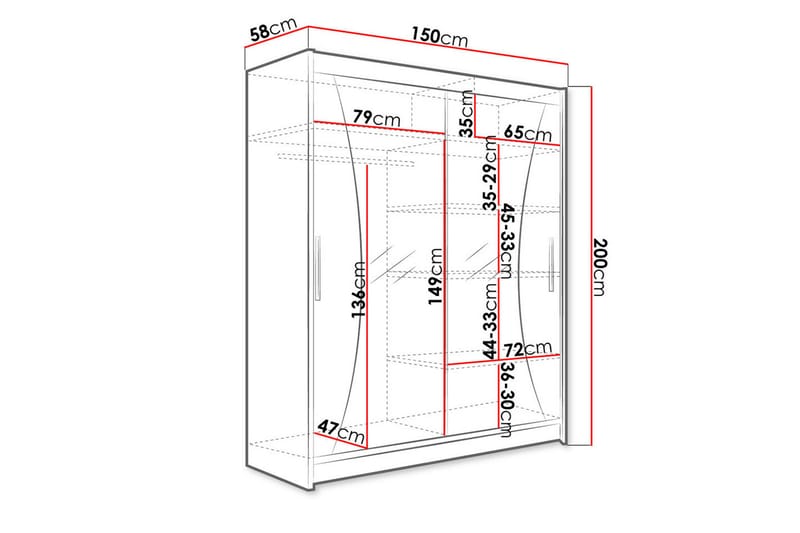 Westa Garderob 150x58x200 cm - Trä/natur - Förvaring - Klädförvaring - Garderob & garderobssystem
