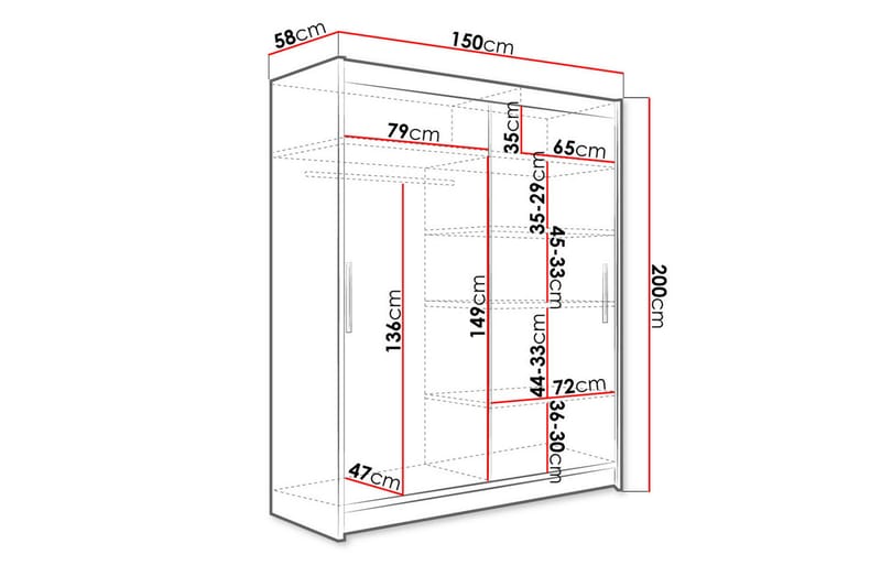 Westa Garderob 150x58x200 cm - Vit - Förvaring - Klädförvaring - Garderob & garderobssystem