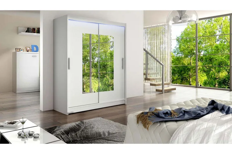 Westa Garderob 150x58x200 cm - Vit - Förvaring - Klädförvaring - Garderob & garderobssystem - Klädskåp & fristående garderob